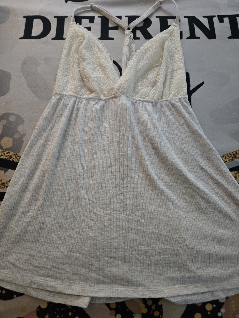 Cream Lace-Trim Racerback Tank Top